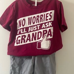 Carter's Maroon Tee with Grey Arizona shorts size 4T